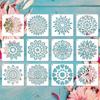 12-Piece Mandala Dotting Stencils Kit - Reusable & Washable PET Plastic Painting Templates for DIY Home Decor and Crafts