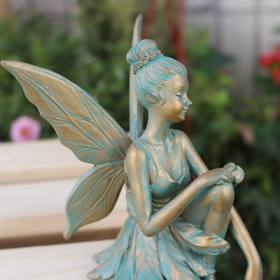 Фигурка Феи цветов Юшэн, расписанная, сидящая, статуэтка феи, садовая скульптура феи для украшения комнатных и уличных кашпо, бонсай