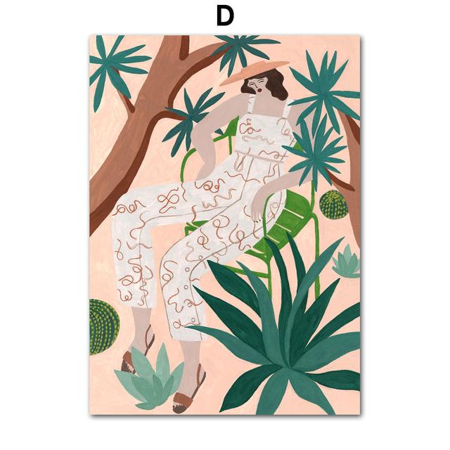 Абстрактный Марокко Пейзаж Бохо Бассейн Пляж Девушка Настенная живопись на холсте Плакаты и принты Настенные картины для декора гостиной Без рамки