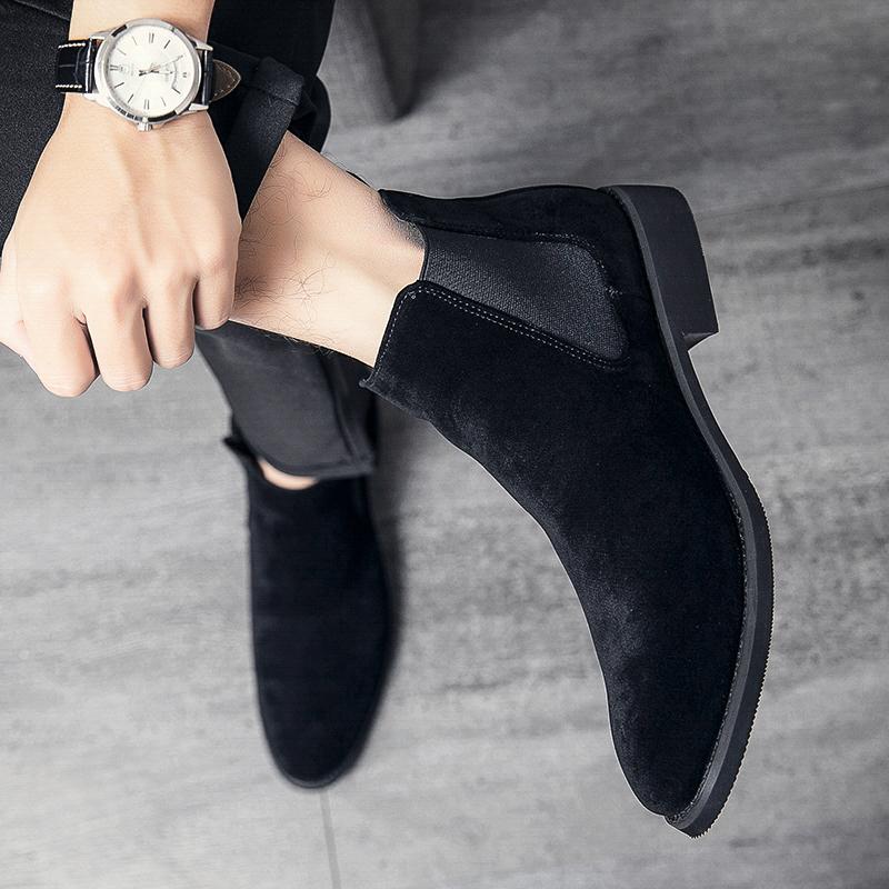 Новые модные ботинки челси из флока, черные, синие, деловые, свадебные, ручной работы, мужские, короткие, размер 38-48, ботинки, мужские, летние, мужские