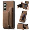 For Samsung Galaxy S25+ Case with Zipper Card Holder Retro Leather TPU Phone Cover