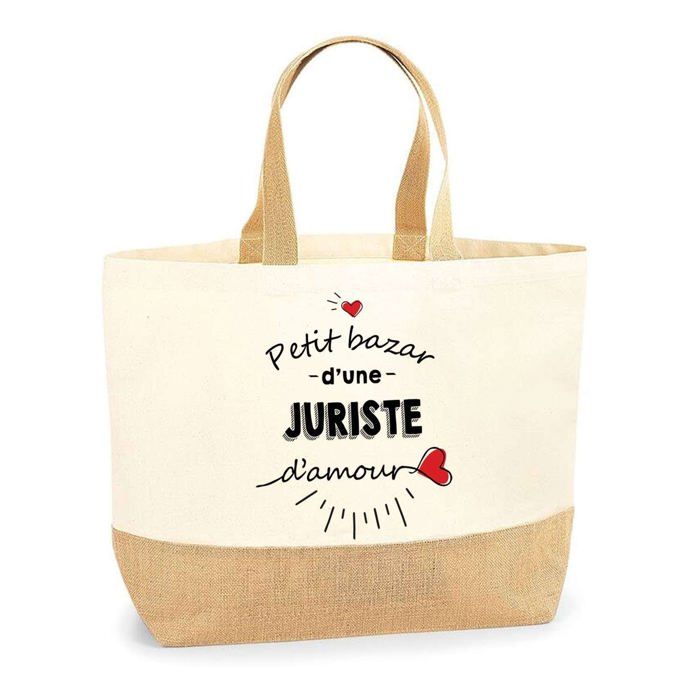 Tote bag - PLANETEE - Petit Bazar Juriste d'Amour - Jute naturel - Multicolore - Porté épaule