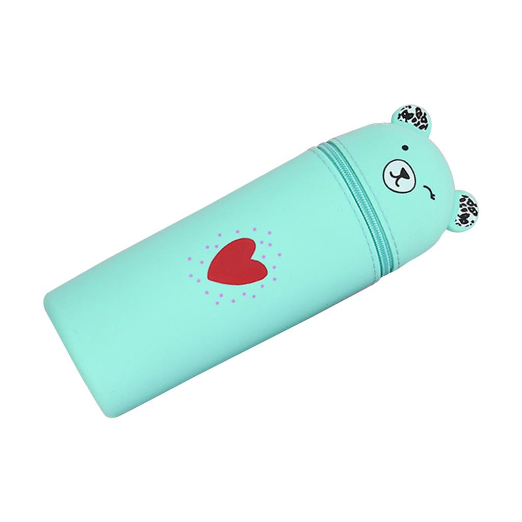 Карандашница в виде мультяшного медведя, силиконовая сумка для ручек, пеналы, пенал на молнии, стоячая ручка, держатель для карандашей для студентов