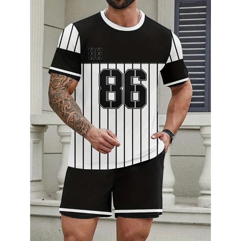 Мужская футболка шорты костюм Street Harajuku Wind футболка с короткими рукавами + шорты Мужской костюм шорты комплект из двух предметов Большой размер