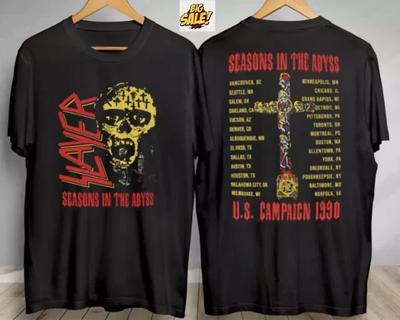 1990 Тур Abyss Винтажная Футболка Slayer Seasons Подарок на Концерт Campaicn Американская Группа