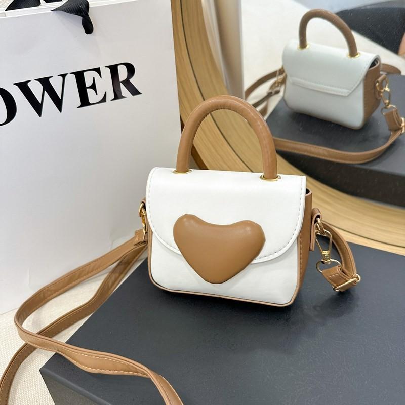 Cartoon Soft Heart Contrast Colors Shoulder Purse Adorable Girls Crossbody Bag