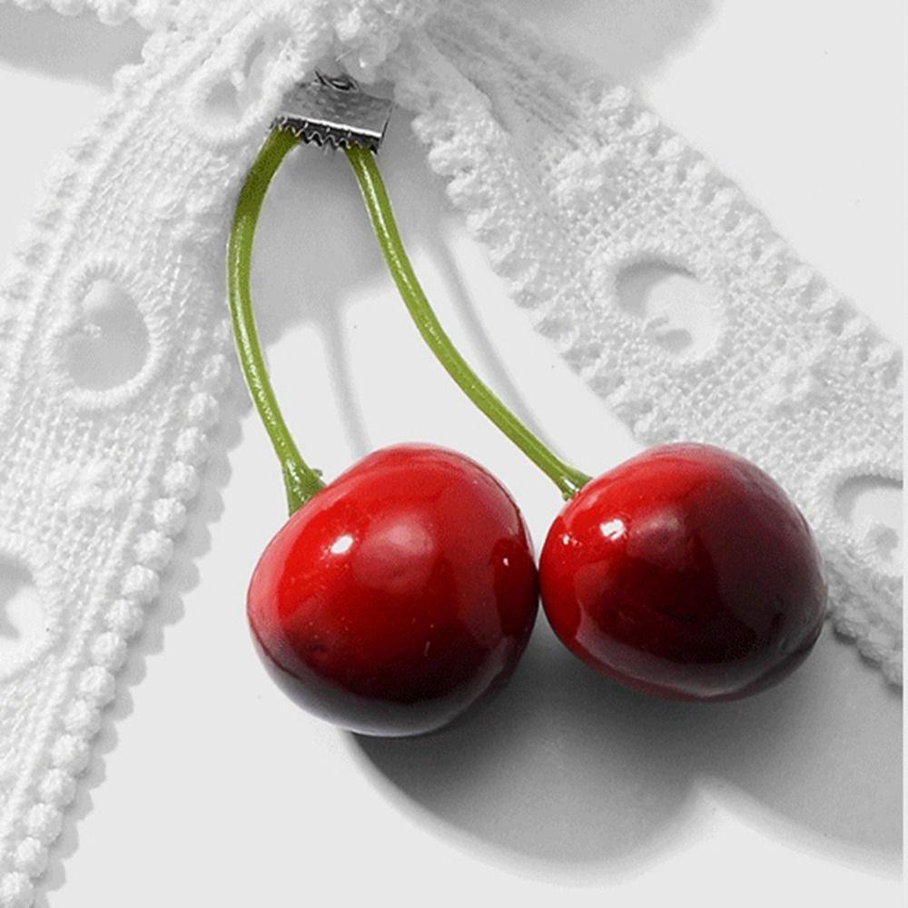 Leopard Pattern Cherry Pendant Mesh Pearl Bow Pendant Ribbon Bow Keychain  Bag Ornaments