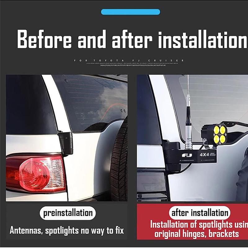 Для 2007-2022 Toyota Fj Cruiser Держатель дополнительной лампы Кронштейн антенны Металлический кронштейн антенны с двойным отверстием Специальная базовая комплектация