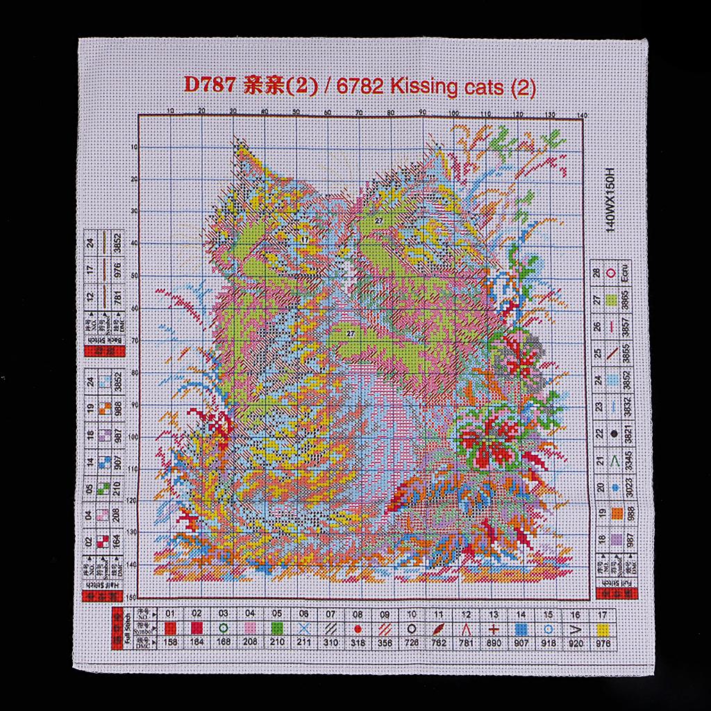 Набор для вышивки крестом своими руками. Предварительно напечатанные целующиеся коты 11CT