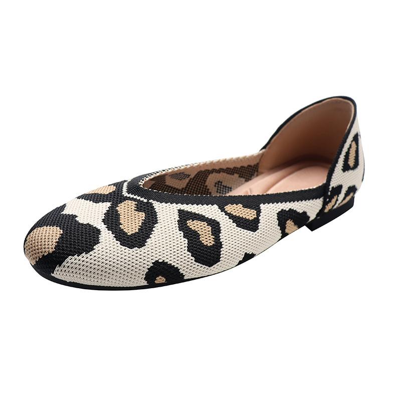 Spring and Autumn Princess Flying Knitted Single Shoes Doudou Shoes European and American Pregnant Women's Round Head Flat Bottom Pointed Head Women's