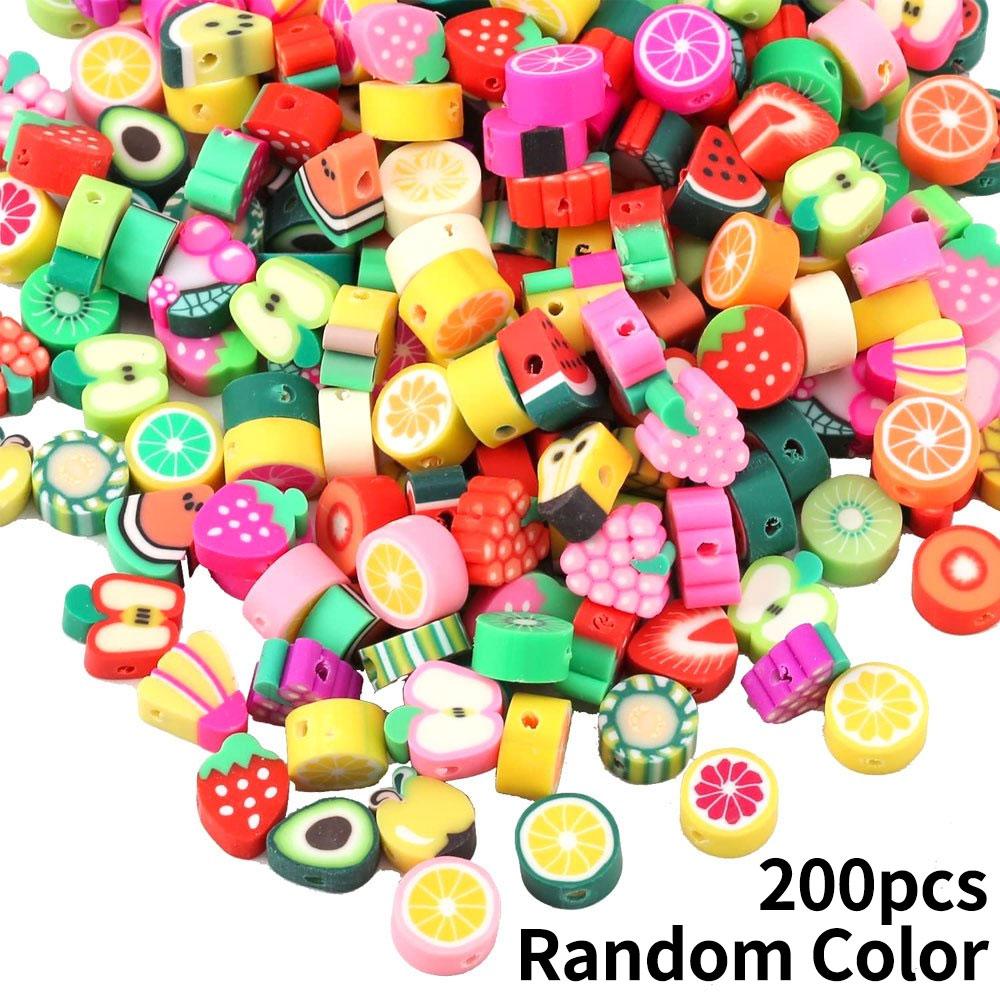 50/100/200 шт. Фруктовые бусины из полимерной глины, смешанные фруктовые бусины, разделительные бусины для браслета, ожерелья, изготовления ювелирных изделий