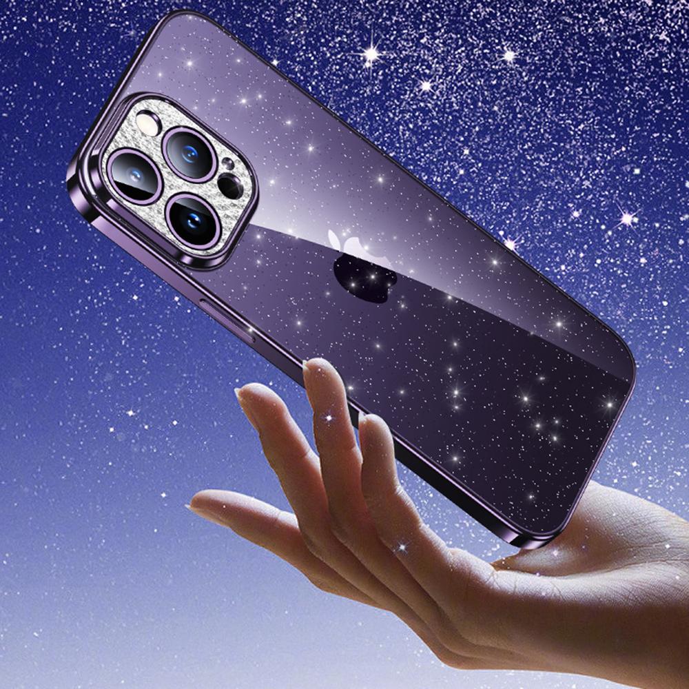 SULADA Серия XingZuan Для iPhone 13 Pro 6.1 дюйма Мягкий ТПУ Чехол для телефона с блестками Декор из страз Электрооцинкованная задняя крышка
