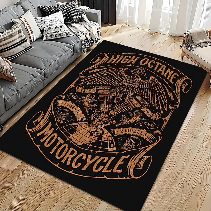 High Octane Motorcycle Design suitable as a non-slip mat for the living room or bedroom sofa