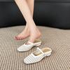 Baotou Half-drag Women's Summer Thick Heels Woven Hollowed-out Mary Jane Cool Slippers Women's Outer Wear Women's Shoes