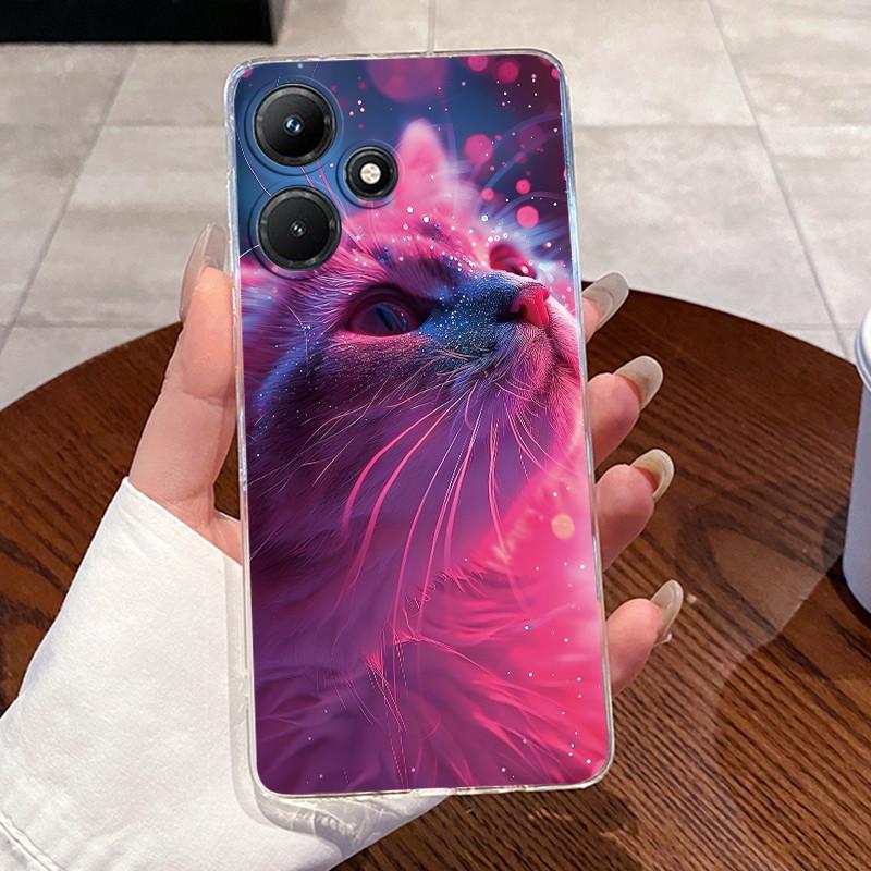 Для Infinix Hot 30i 30 Play NFC Hot30 4G 5G Чехлы Прозрачный Силикон Мягкий ТПУ Гелевая Задняя Крышка Милый Кролик Кошка Динозавр Чехол для Телефона
