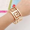 Metal Wide Cuff Bracelet With Hollow Geometric Design For Unisex Fashion Accessory
