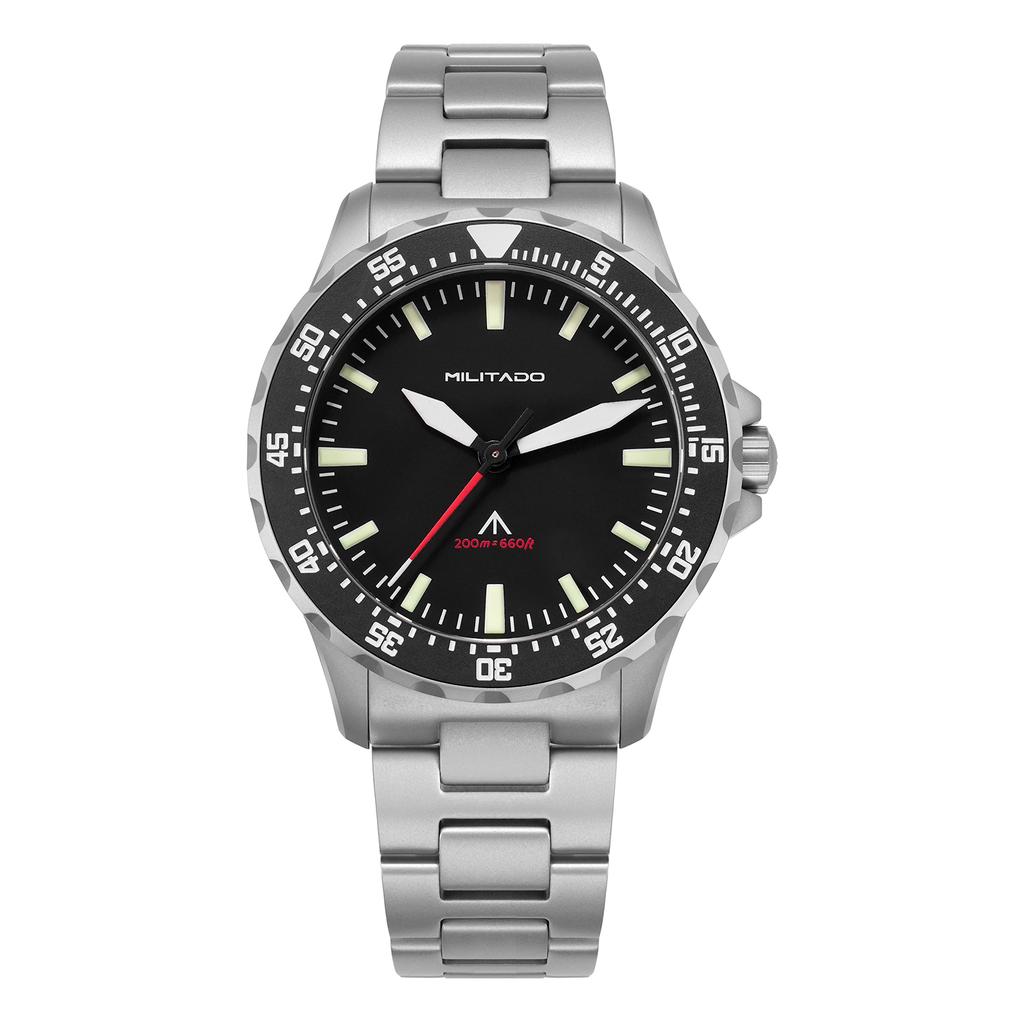 Militado ML16 Кварцевые часы VH31 Плавный ход Сапфировое стекло Super Luminova Часы Нержавеющая сталь Водонепроницаемость 200м Наручные часы