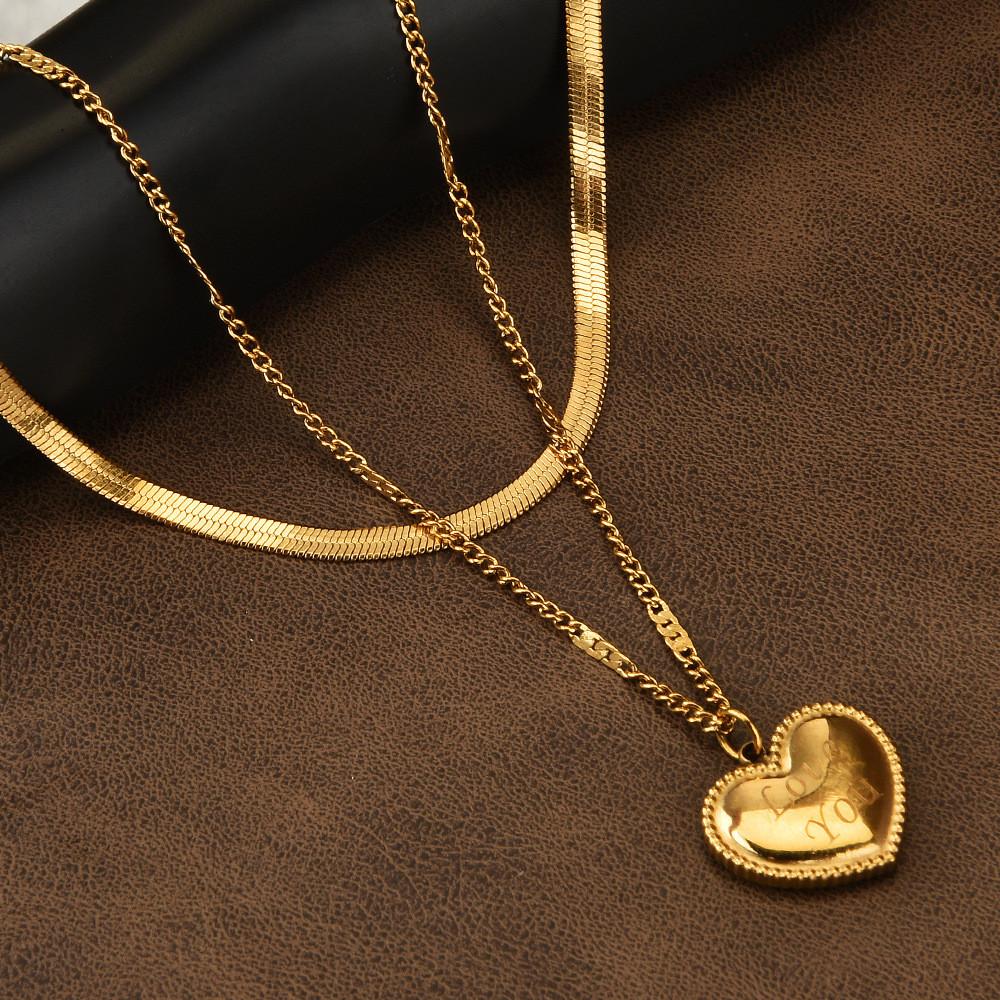 Shaped Beautiful Heart Titanium Steel Necklace For Trendy Women With Adjustable Length Options