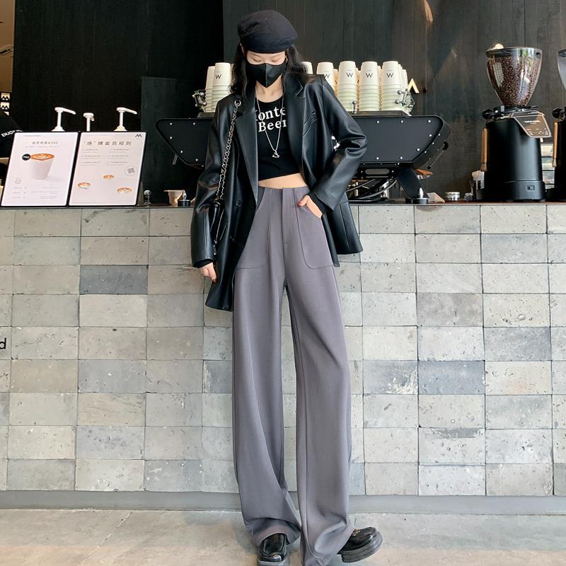 Fashionable Women's Autumn High-waisted Wide-leg Pants In Spring and Autumn