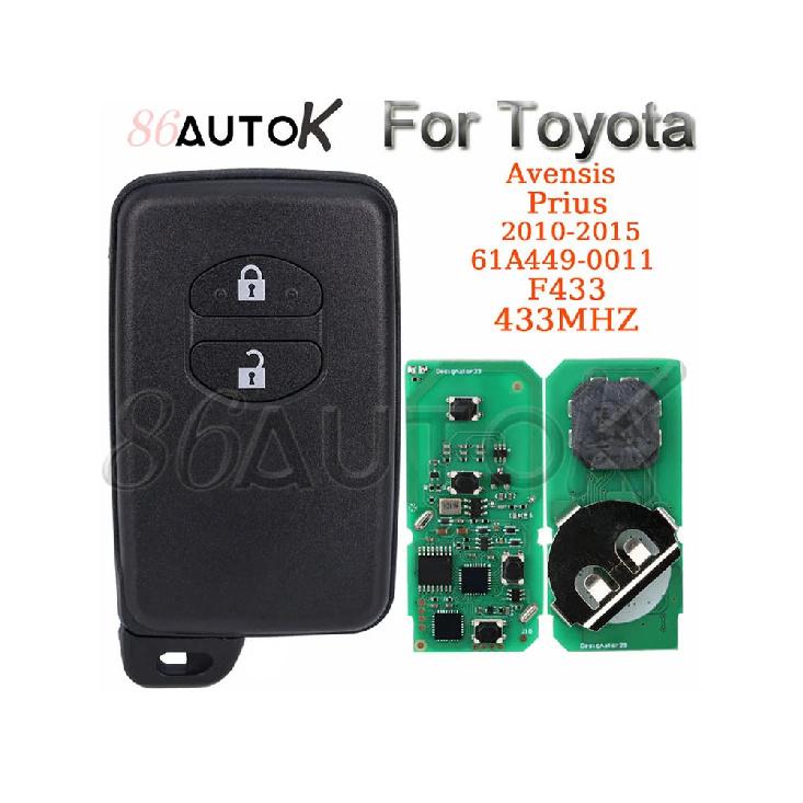 Car Remote Key for Toyota Avensis Prius 2010-2015 Auto Smart Key Fob FSK 433MHZ ID4D Chip 61A449-0011 F433 B74EA B75EA 2Buttons