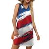 Women's V-neck Summer Casual Beach Vacation Women's Sleeveless Independence Day Print Sundress