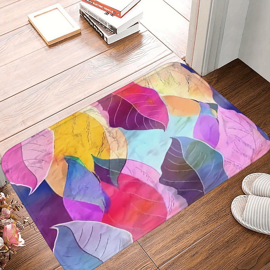 1PC Rainbow Hearts Motif Kitchen Rug Non-Slip Door Mat Pop design Bathroom Rug Bath Mat Carpet for Home Sink Laundry Decor