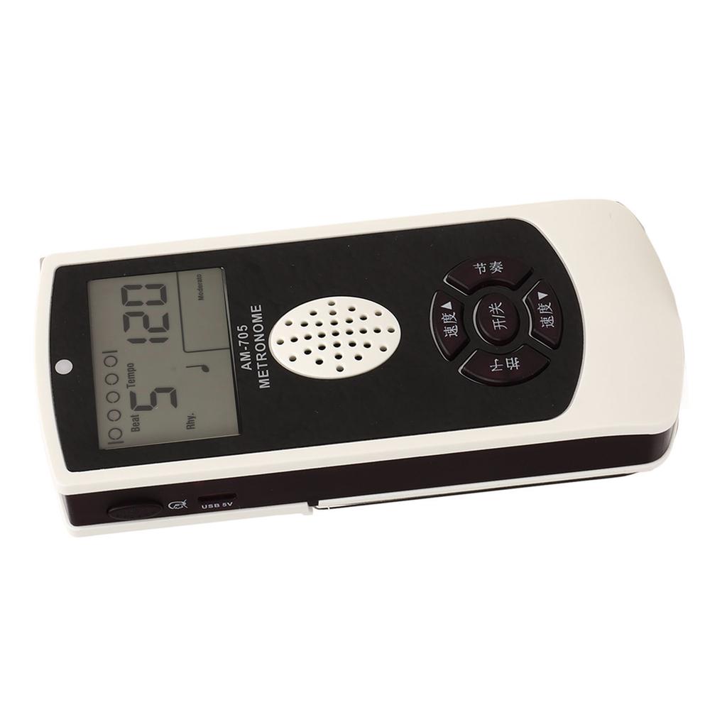 White Electronic Metronome 1800mah LCD Digital Display Universal Guitar Piano Saxophone Vocal Metronome