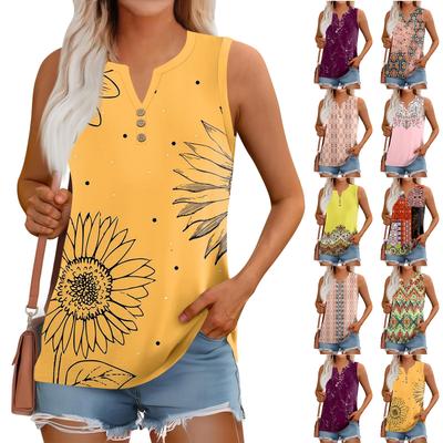 Женский летний жилет, свободный, однотонный, с пуговицами, V-образным вырезом, повседневная рубашка без рукавов