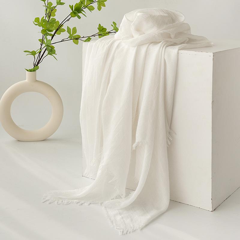 Spring and summer sunscreen scarf imitation cotton and linen solid color simple shawl women's high-end silk scarf yarn headscarf women's cross-border