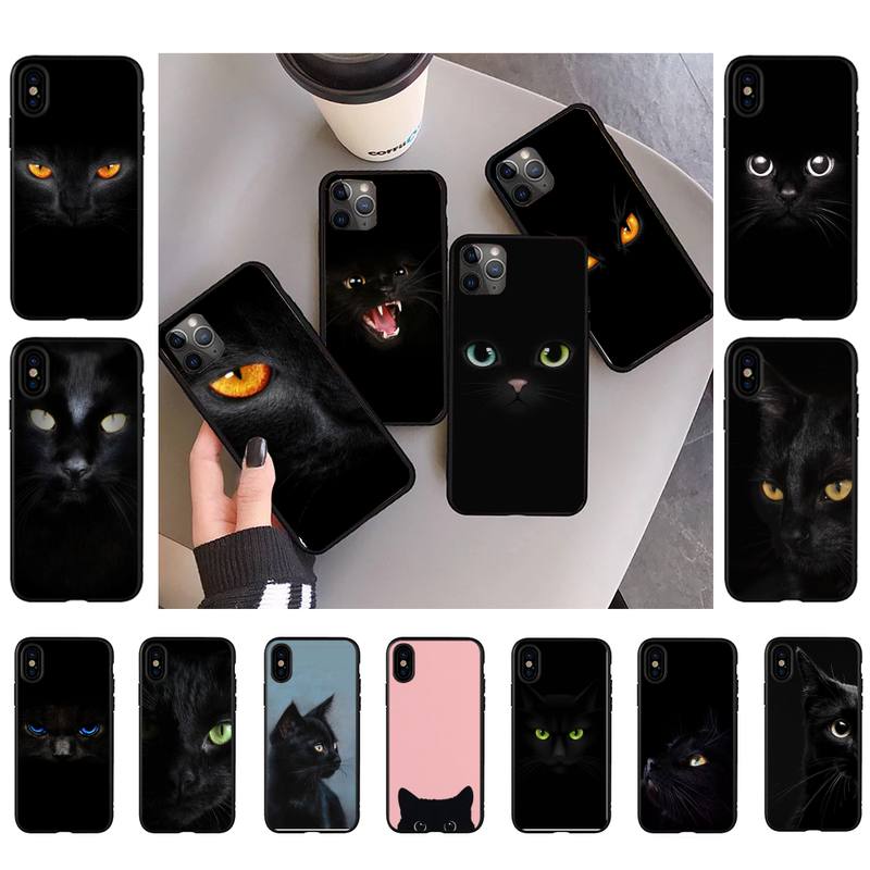 Черный кошачий глаз на чехле для телефона iPhone 11 12 13 mini pro XS MAX 8 7 6 6S Plus X 5S SE 2020 XR