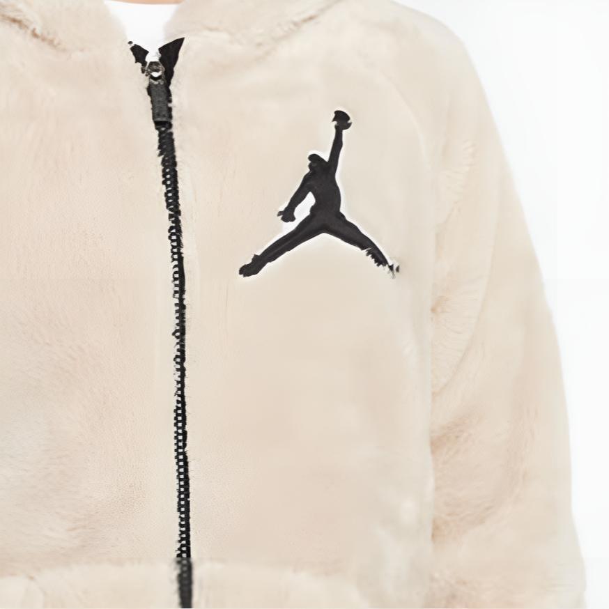 Jordan Куртка с капюшоном на флисовой подкладке Детские куртки бежевого цвета HA5385-020