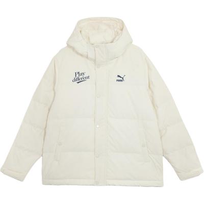 Puma Классическая свободная теплая куртка-пуховик с капюшоном и логотипом, унисекс, белая 625526-65