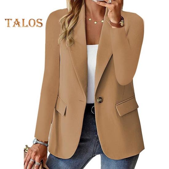Женский пиджак, облегающий, с длинными рукавами, пригородный костюм, пальто, однотонный пиджак на одной пуговице для офиса, повседневной носки, вечеринки