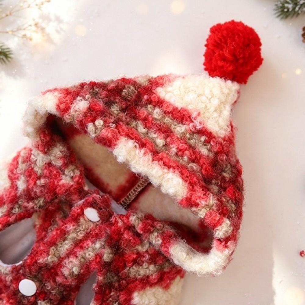 Red Plaid Pet Christmas Cloak Fuzzy Fleece Christmas Pet Cape Pet Hooded Cape Vest Xmas Holiday