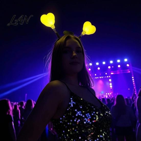 One-button Switch Hairband LED Star Headband with Spring, Light Up Wobble Hair Hoop Shape for Party Concert, Glowing Festival Prop Kids Adults,