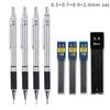 Metal Mechanical Pencil Set With Pencil Grip Leads Art Drawing Student Office Supplies 0.5/0.7/0.9/2.0mm Automatic Pencil