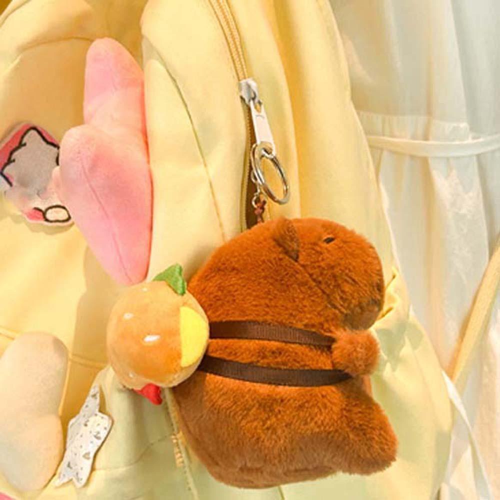 Мягкий брелок для ключей Capybara, забавная мультяшная кукла, коричневый плюшевый кулон в виде животного, пара