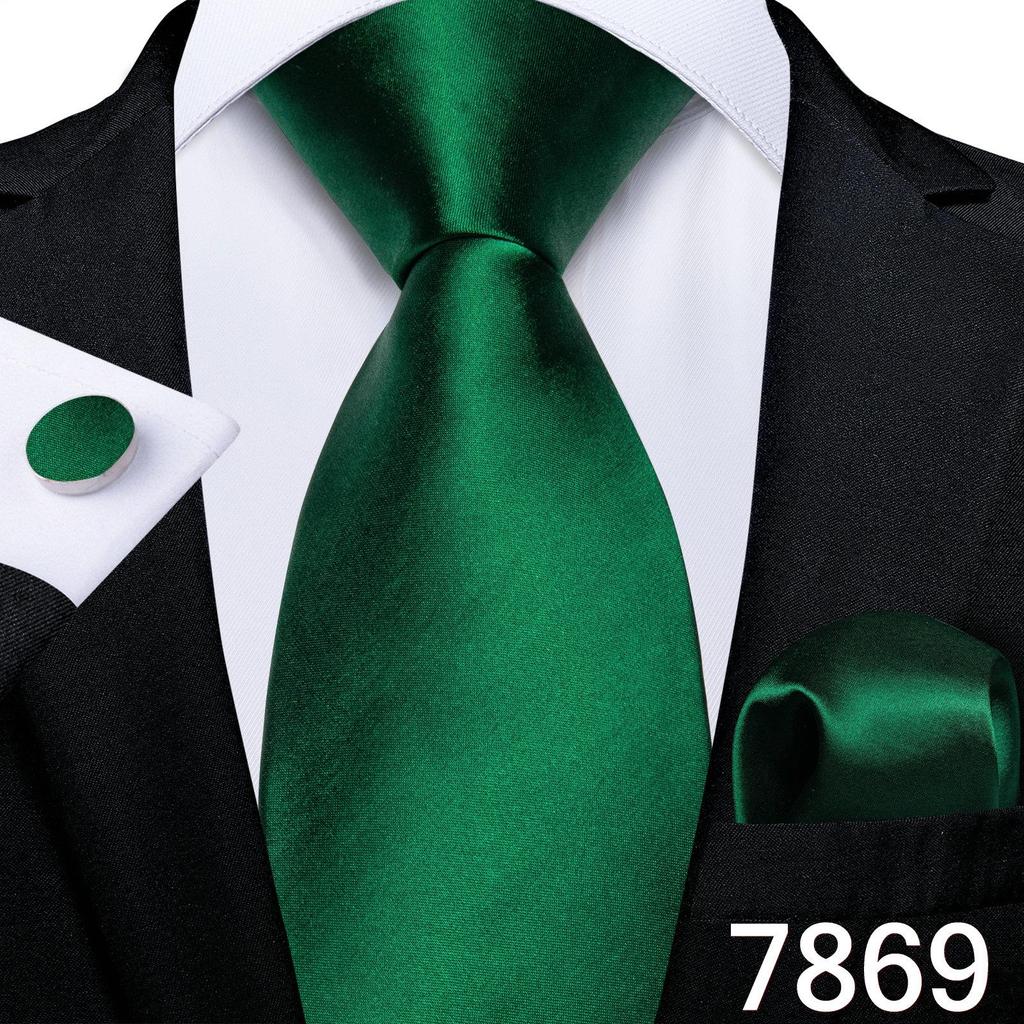 Мужской шелковый галстук в клетку, полосатый однотонный синий галстук, носовой платок, набор запонок, свадебный комплект