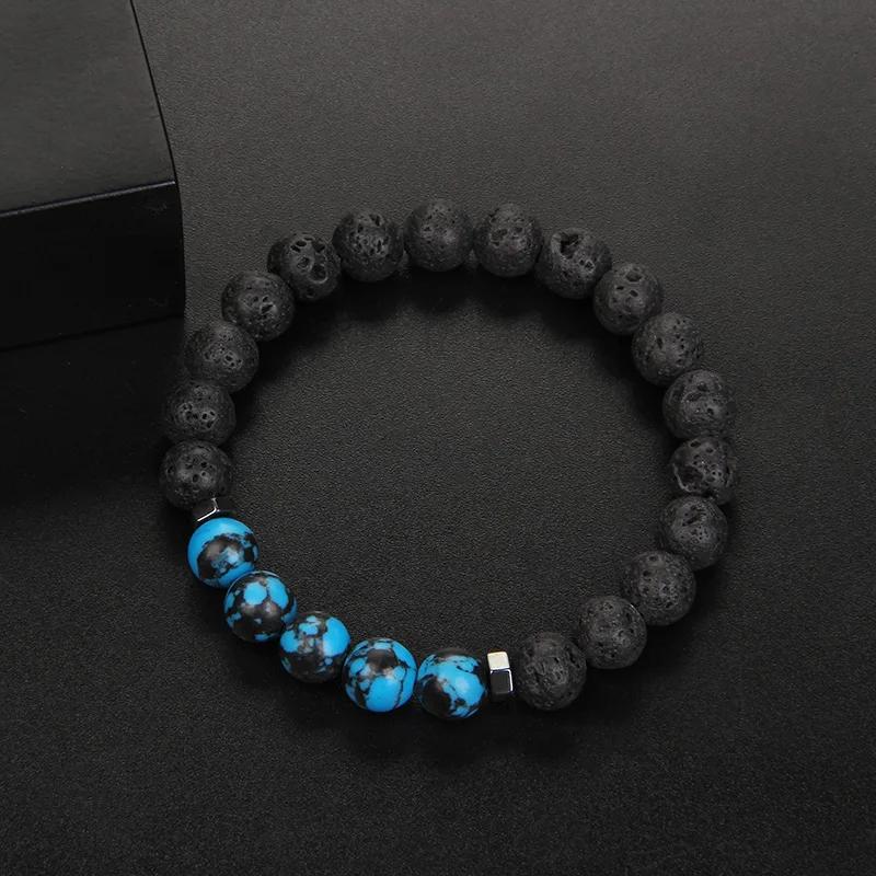 Natural Lava Volcanic Stone Bracelet 8mm Hematite Tiger Eye Beads Bracelets Healing Yoga Balance Bracelet Men Women Jewelry Gift