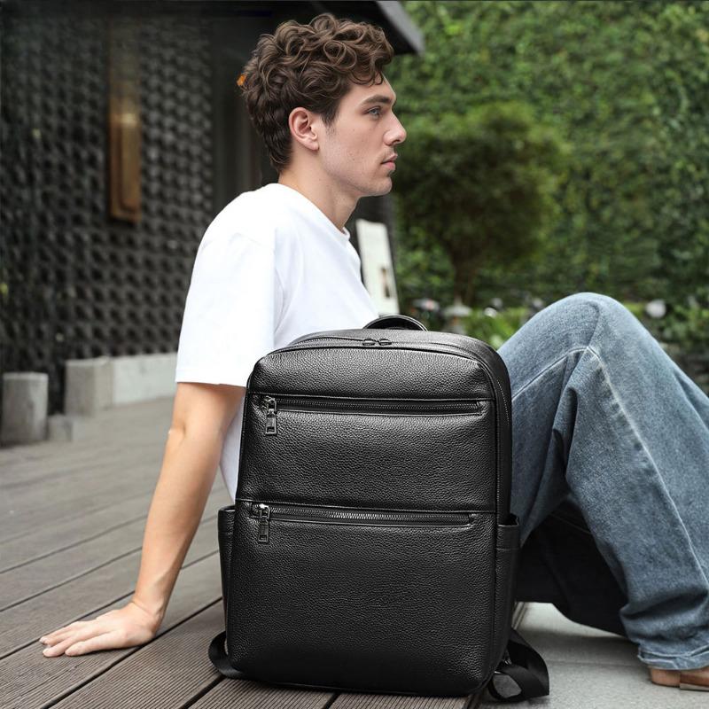 Мужской рюкзак из натуральной кожи, рюкзак большой вместимости, модный рюкзак, мужская сумка