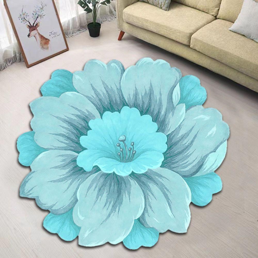 Baby Crawl Special-shaped Flower Carpet Peony Pastoral Blanket 60x60cm Magnolia Door Gasket Living Room Tea Table Bedside