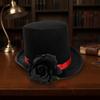 Classic Black Rose Gentleman Cap Vibrant Red Magician Fedora Headwear  Drama Actors
