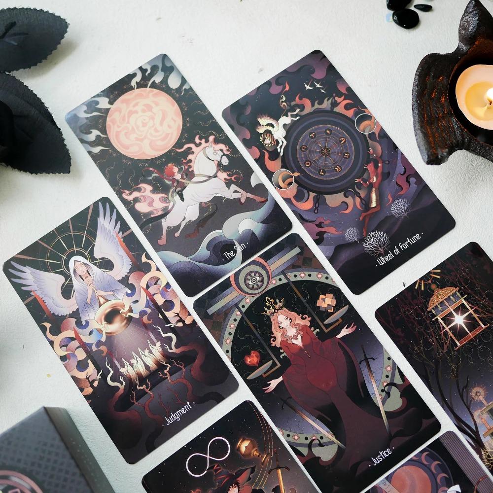 Звезды, освещающие ночь, 10,3*6 см, ОБЫЧНЫЕ, яркие, в азиатском стиле, мультяшная колода, нежная линия искусства, 78 шт., уникальные инди-карты Таро для начинающих