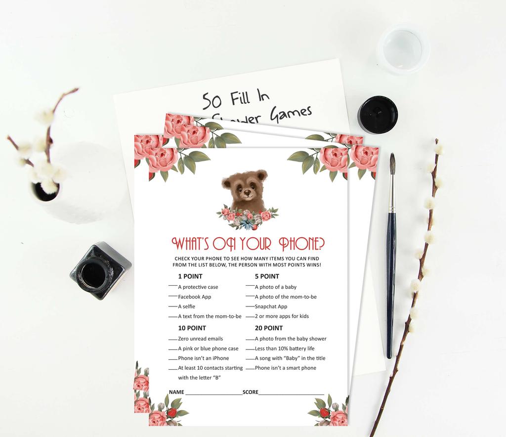 Inkdotpot Baby Shower Game Set Of 50 BabyA AlphabetA ABCA Game Bear Jungle Animals Party