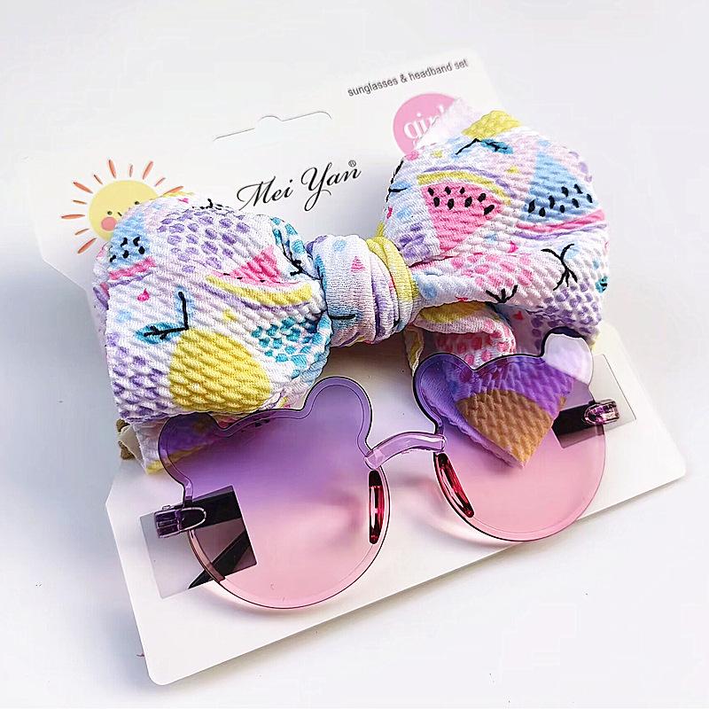 2 шт./набор 4,5" большие заколки-банты для детей мультфильм бант заколка для волос очки набор модные аксессуары для волос маленький медведь очки подарок