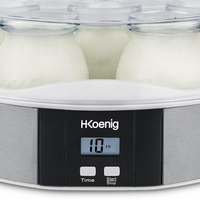 Yaourtière HKOENIG - ELY70 - Capacité 7 pots de 160ml - Programmable jusqu'à 15h - 15W