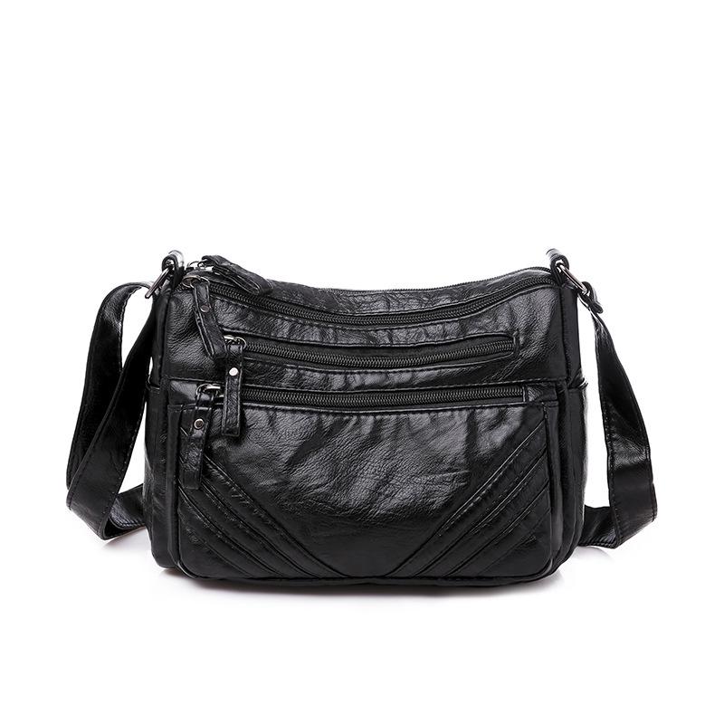 2023 Korean Style Soft PU Leather Multi-Layer Shoulder Bag - Large Capacity, Fashionable, Versatile Women's Messenger Bag