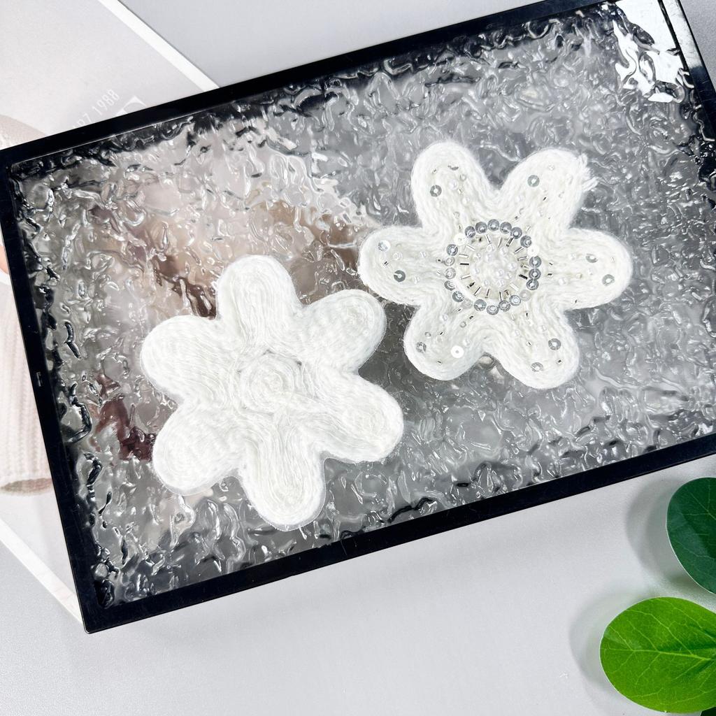 White Wool Woven Nail Beads, Sequins, Three-Dimensional Flower Decorations, Hair Accessories, Headdresses, Bags, Corsages, Cloth Patches