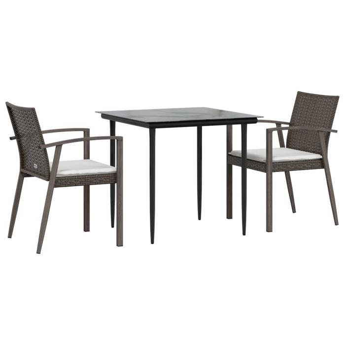 VidaXL 3-piece Garden Dining Set Cushions Wicker Steel, Dining Set, Outdoor Dining Set, 3186969
