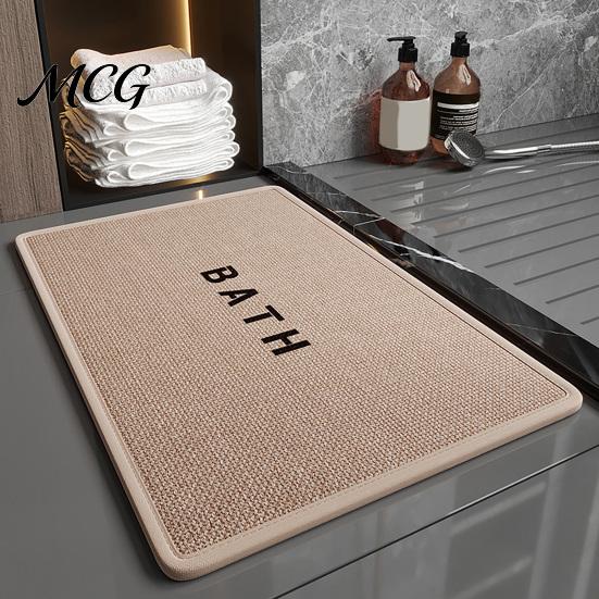 Machine Washable Mat Minimalist Bathroom Rug, Absorbent Non-Slip Floor Mat, Rectangular Door Textured Backing Rug for Home Entrance Bedroom